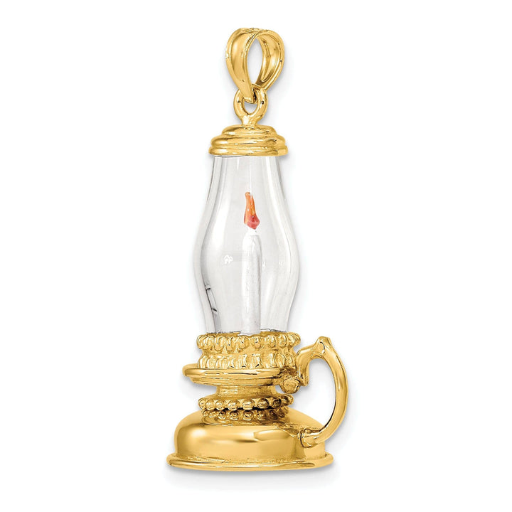 Lovely Rita's Pendants & Charms 14K Yellow Gold white Enamel Finish 3-D Glass Candle Lantern Pendant