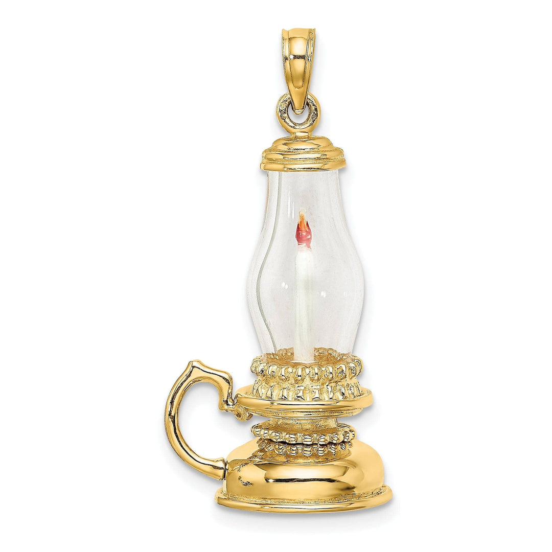 Lovely Rita's Pendants & Charms 14K Yellow Gold white Enamel Finish 3-D Glass Candle Lantern Pendant