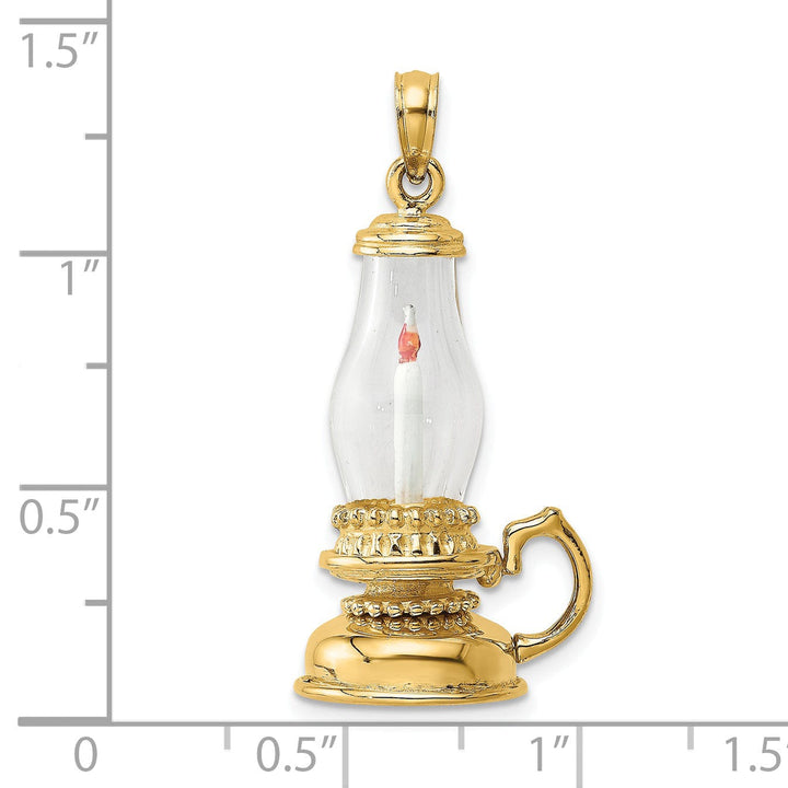 Lovely Rita's Pendants & Charms 14K Yellow Gold white Enamel Finish 3-D Glass Candle Lantern Pendant
