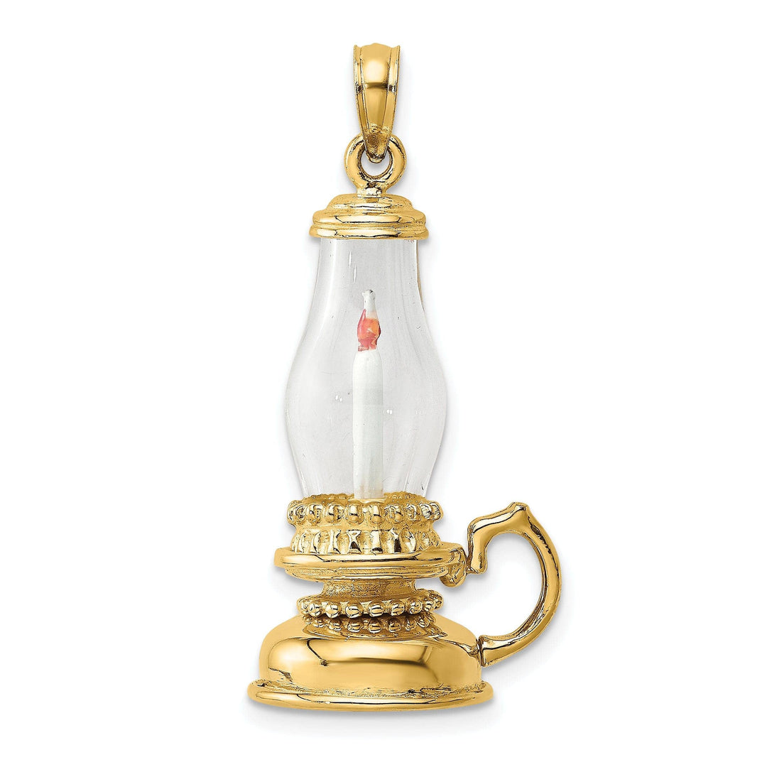 Lovely Rita's Pendants & Charms 14K Yellow Gold white Enamel Finish 3-D Glass Candle Lantern Pendant
