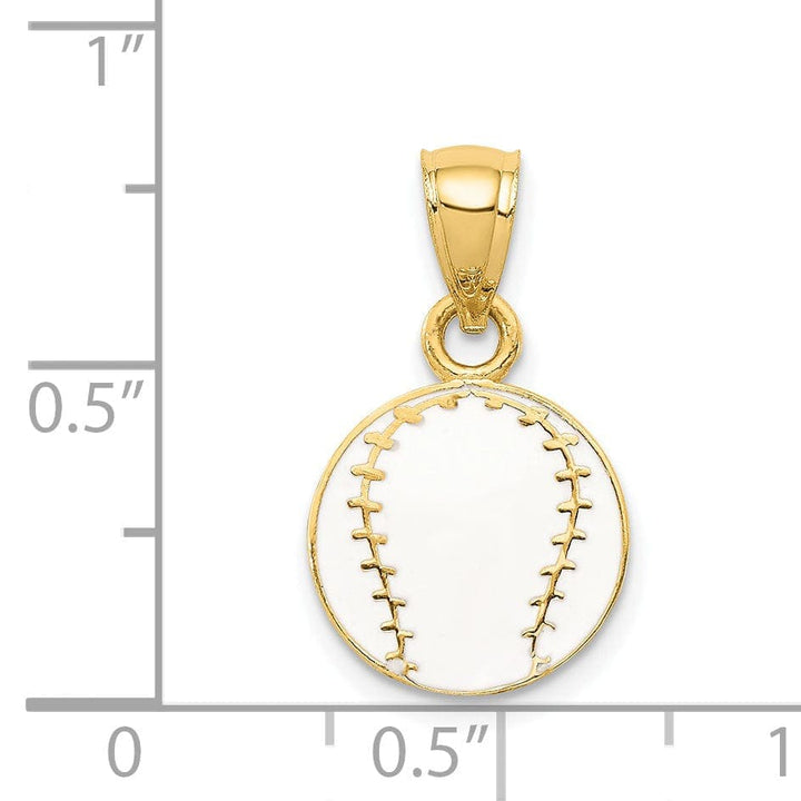 Lovely Rita's Pendants & Charms 14k Yellow Gold White Enameled Baseball Pendant