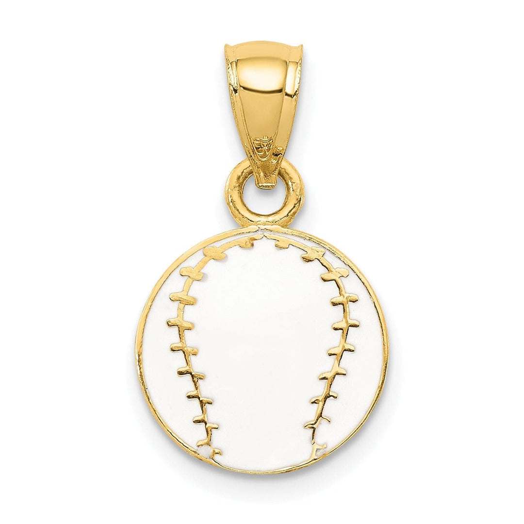 Lovely Rita's Pendants & Charms 14k Yellow Gold White Enameled Baseball Pendant