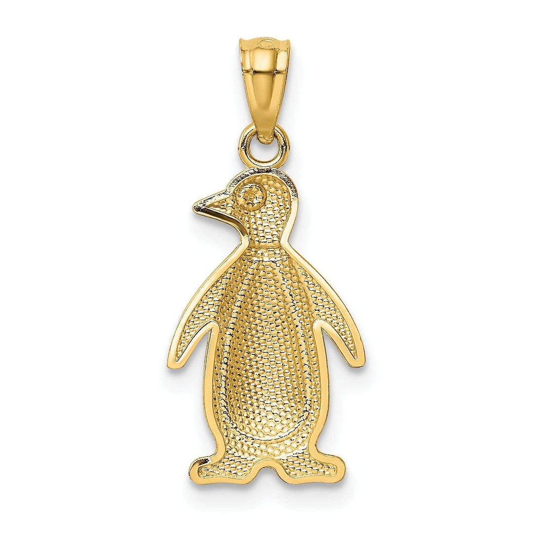 Lovely Rita's Pendants & Charms 14K Yellow Gold White Gold Polished Textured Finish Penguin Charm Pendant