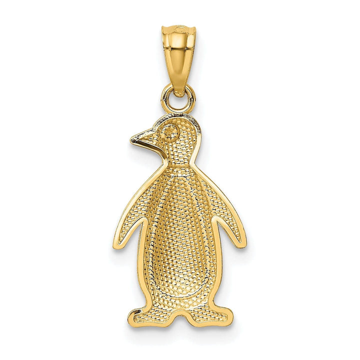 Lovely Rita's Pendants & Charms 14K Yellow Gold White Gold Polished Textured Finish Penguin Charm Pendant