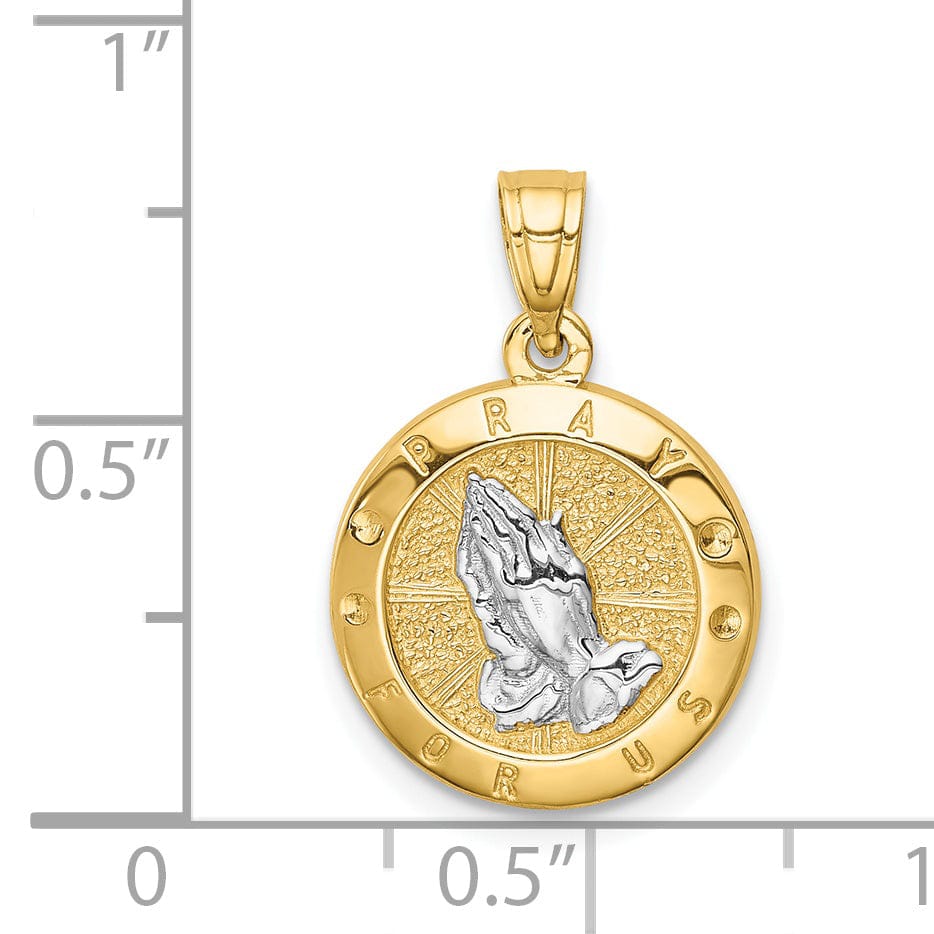Lovely Rita's Pendants & Charms 14K Yellow Gold White Polished Finish Solid Pray For Us Hand Pendant