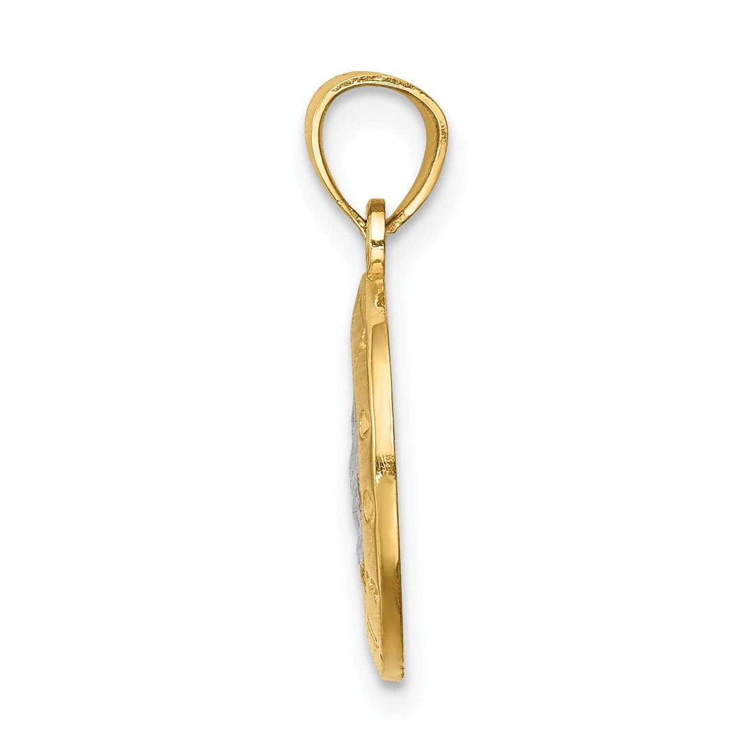 Lovely Rita's Pendants & Charms 14K Yellow Gold White Polished Finish Solid Pray For Us Hand Pendant