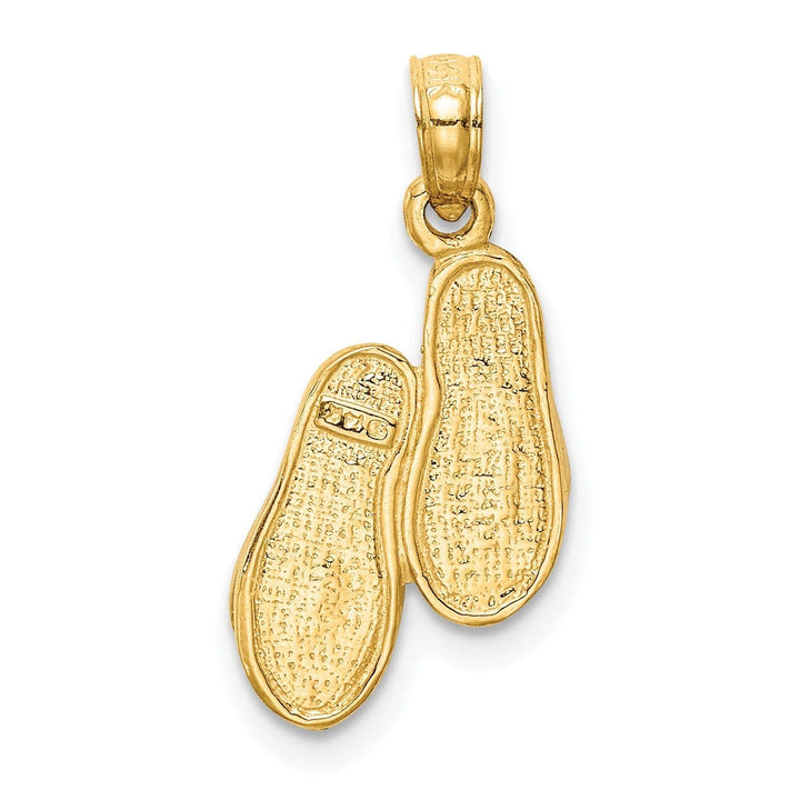 Lovely Rita's Pendants & Charms 14k Yellow Gold, White Rhodium 3-Dimensional Solid Polished Finish Flip-Flop Sandals Charm Pendant
