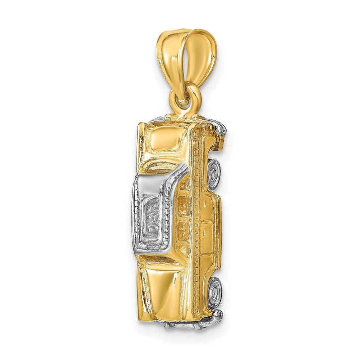 Lovely Rita's Pendants & Charms 14k Yellow Gold,White Rhodium 3-Dimensional Taxi with Moveable Tires Taxi Cab Charm Pendant