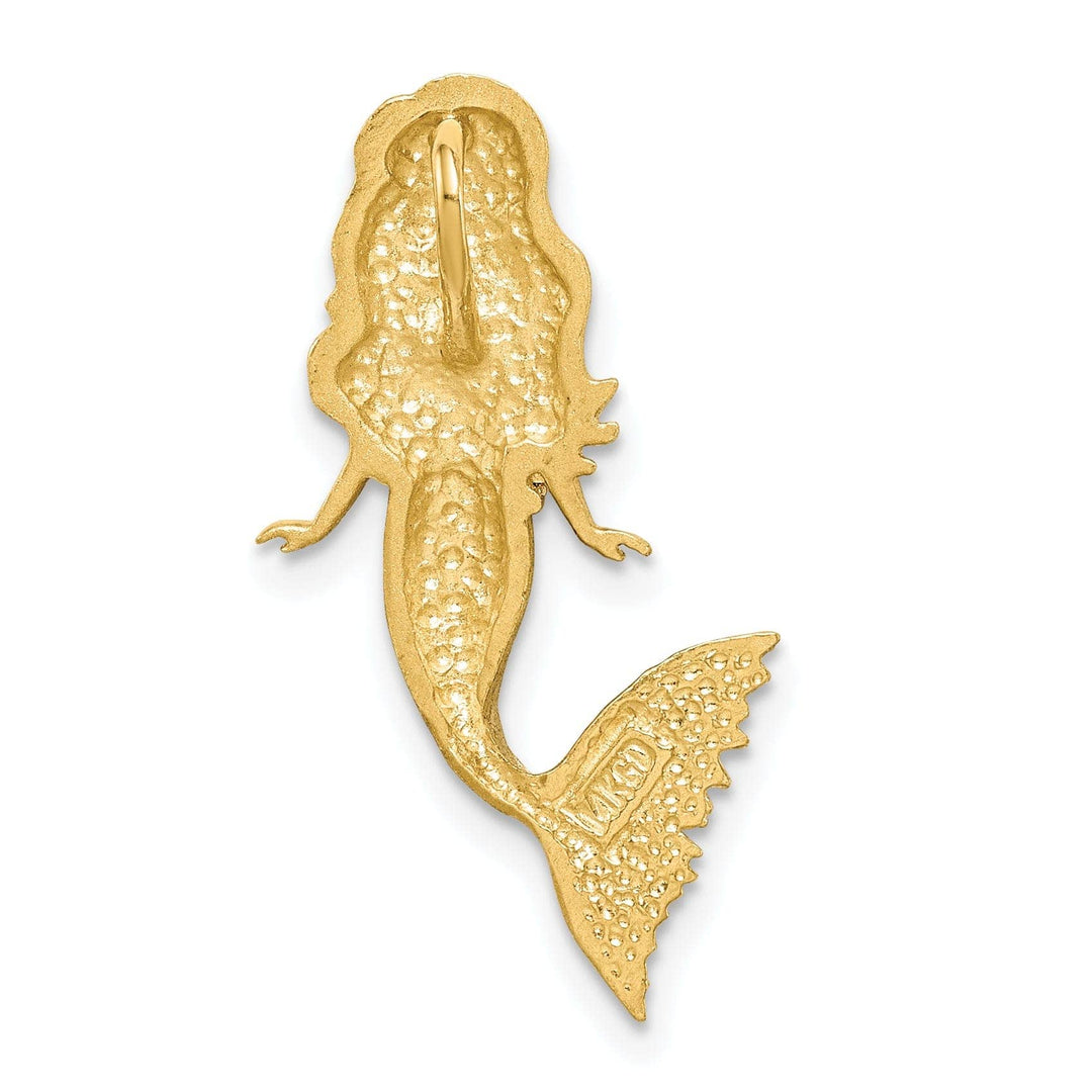 Lovely Rita's Pendants & Charms 14K Yellow Gold, White Rhodium Brushed Diamond-Cut Finish Open Back Solid Mermaid Chain Slide Pendant will not fit Omega Chains