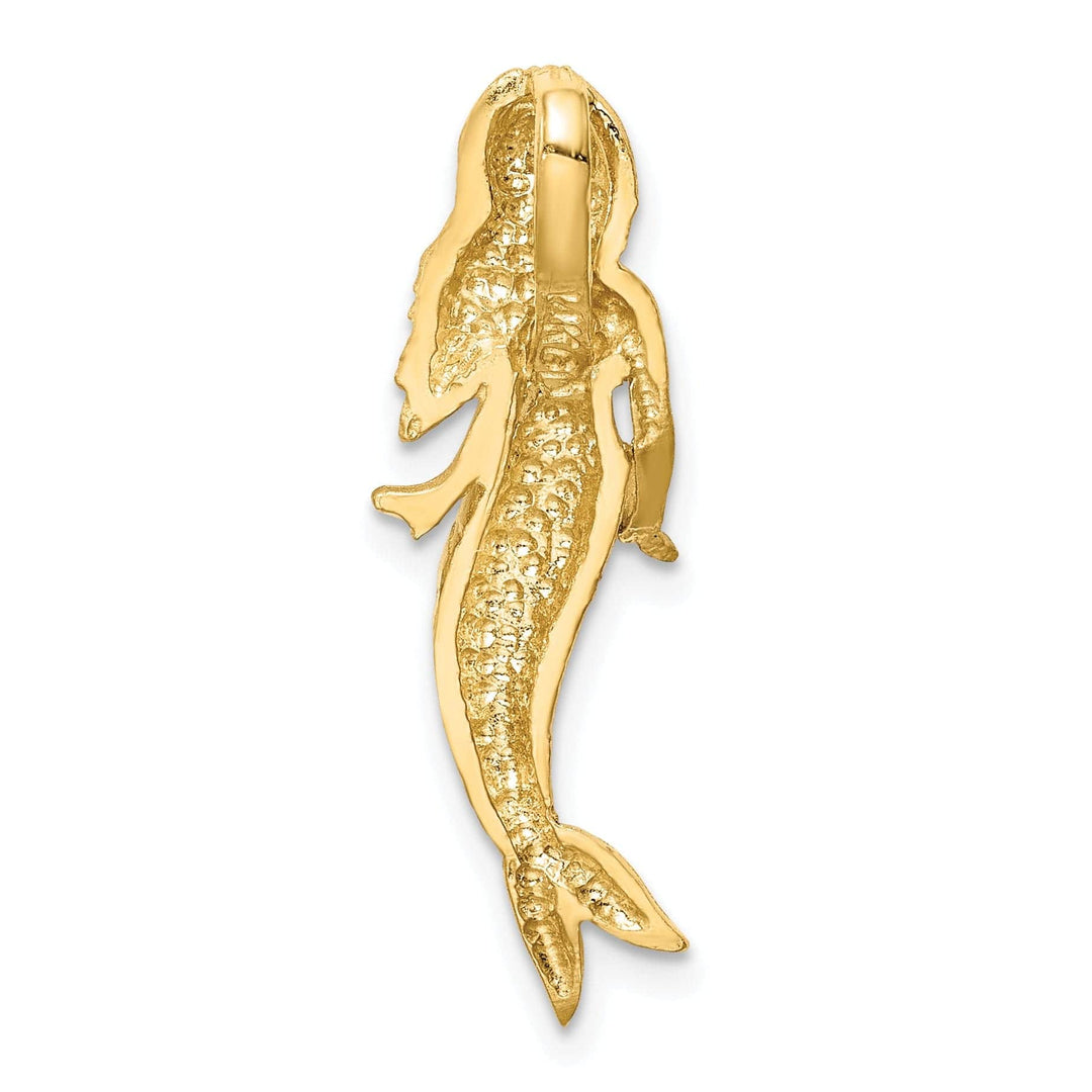 Lovely Rita's Pendants & Charms 14K Yellow Gold, White Rhodium Brushed Diamond-Cut Finish Solid Open Back Mermaid Chain Slide Pendant will not fit Omega Chains