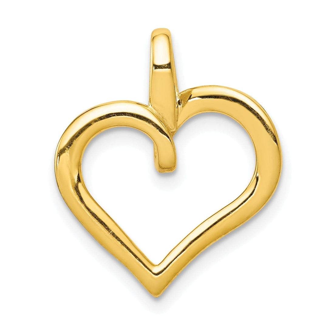 Lovely Rita's Pendants & Charms 14k Yellow Gold, White Rhodium Closed Back Polished Finish 1/10-CT Diamond Fancy Heart Design Charm Pendant