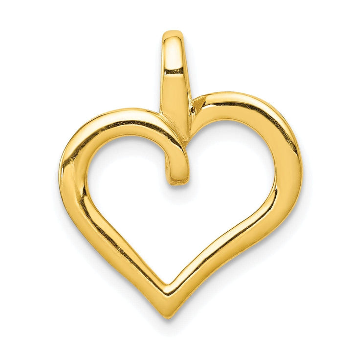 Lovely Rita's Pendants & Charms 14k Yellow Gold, White Rhodium Closed Back Polished Finish 1/10-CT Diamond Fancy Heart Design Charm Pendant