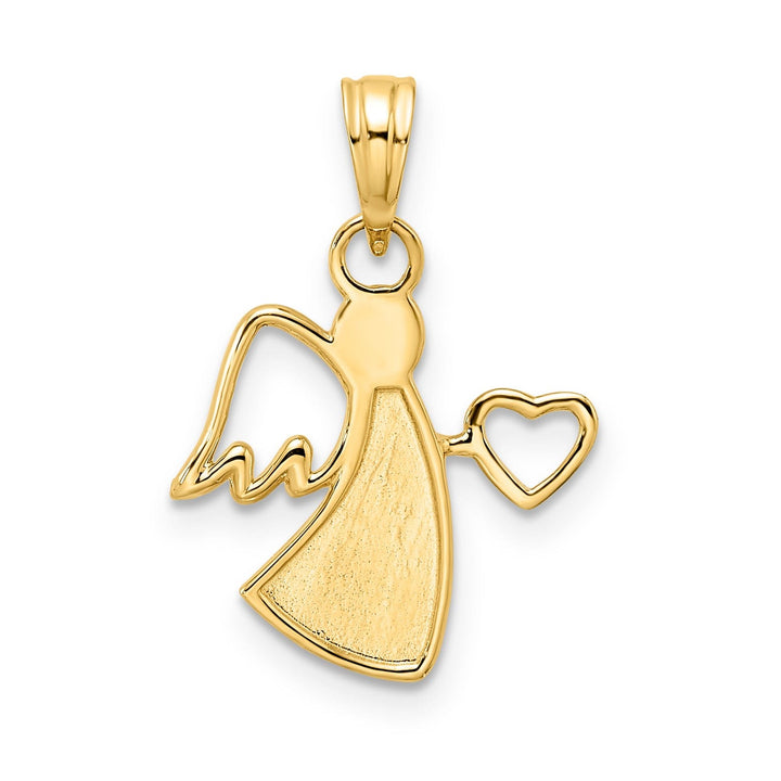 Lovely Rita's Pendants & Charms 14k Yellow Gold White Rhodium D.C Finish Angel Holding Heart Pendant