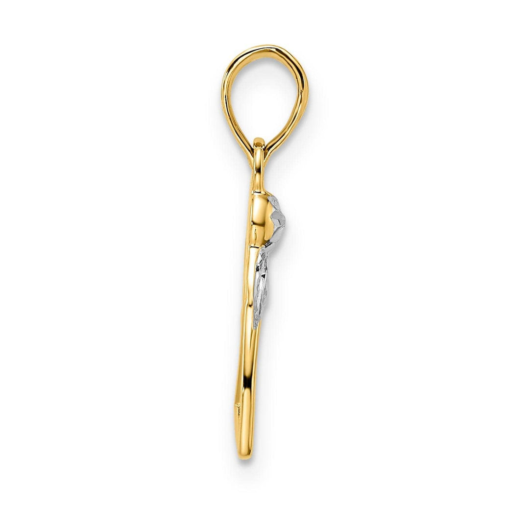 Lovely Rita's Pendants & Charms 14k Yellow Gold White Rhodium D.C Finish Angel Holding Heart Pendant