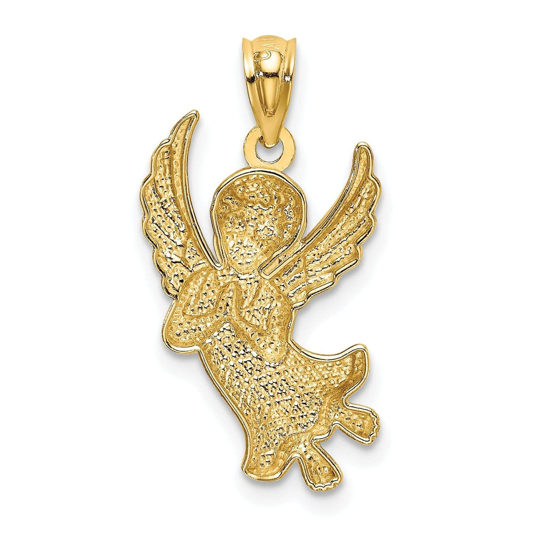 Lovely Rita's Pendants & Charms 14k Yellow Gold White Rhodium D.C Finish Concave Praying Angel Pendant