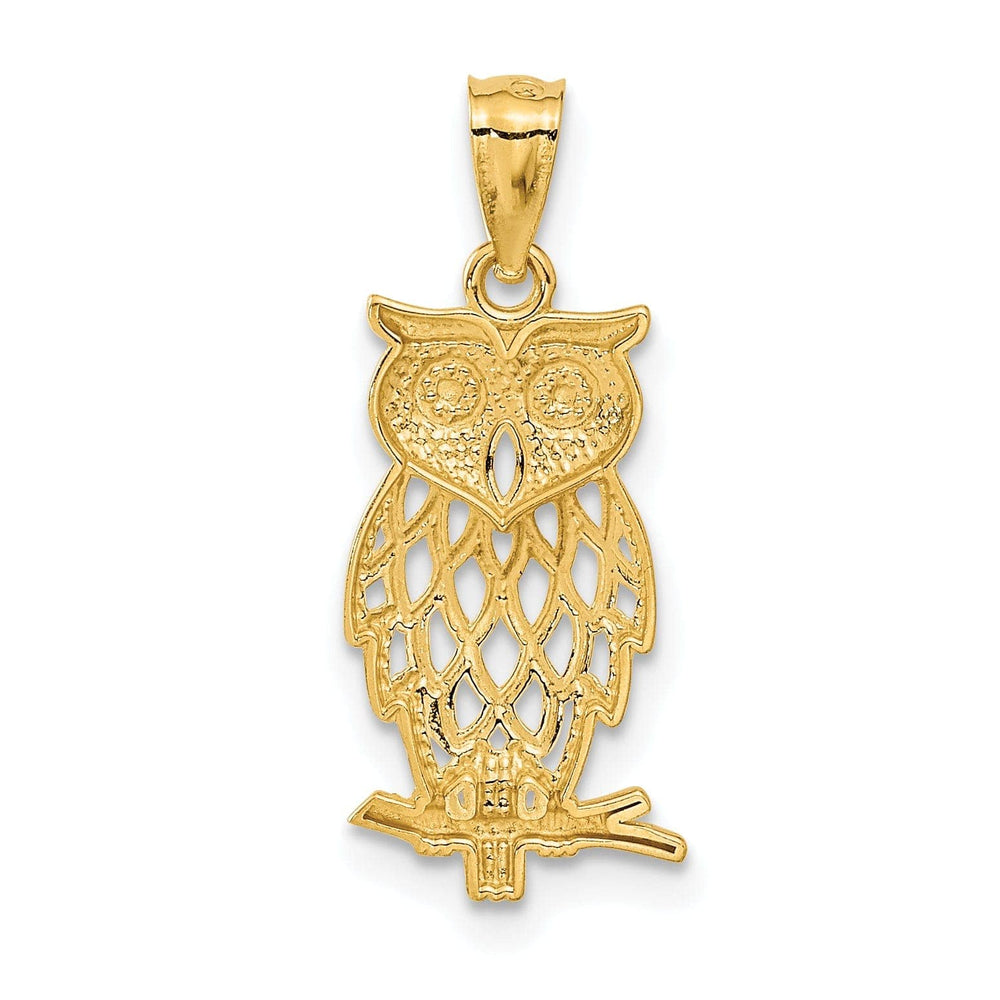 Lovely Rita's Pendants & Charms 14k Yellow Gold White Rhodium D.C Owl Design Pendant