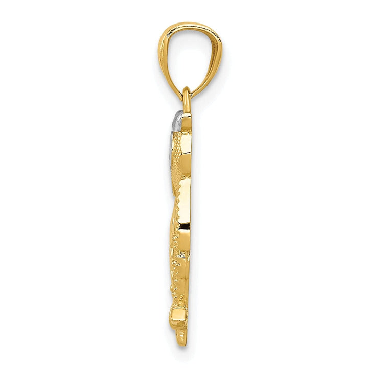 Lovely Rita's Pendants & Charms 14k Yellow Gold White Rhodium D.C Owl Design Pendant