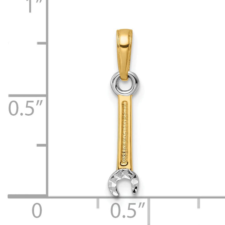 Lovely Rita's Pendants & Charms 14k Yellow Gold, White Rhodium D.C Polished Finish Wrench Tool Pendant