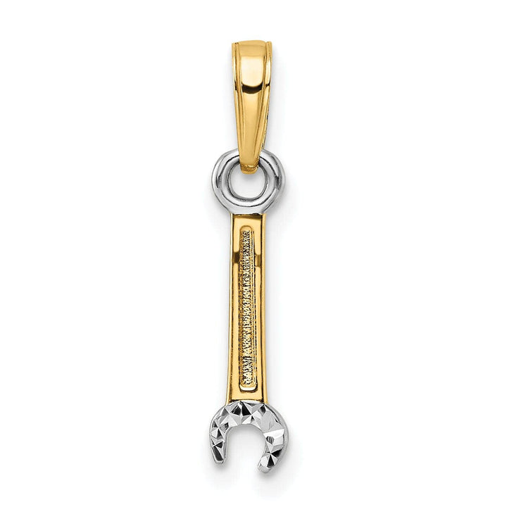 Lovely Rita's Pendants & Charms 14k Yellow Gold, White Rhodium D.C Polished Finish Wrench Tool Pendant