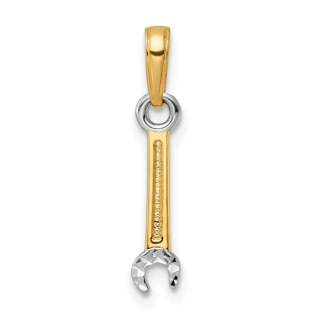 Lovely Rita's Pendants & Charms 14k Yellow Gold, White Rhodium D.C Polished Finish Wrench Tool Pendant