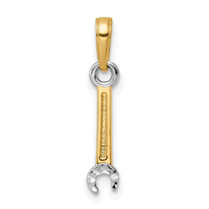 Lovely Rita's Pendants & Charms 14k Yellow Gold, White Rhodium D.C Polished Finish Wrench Tool Pendant
