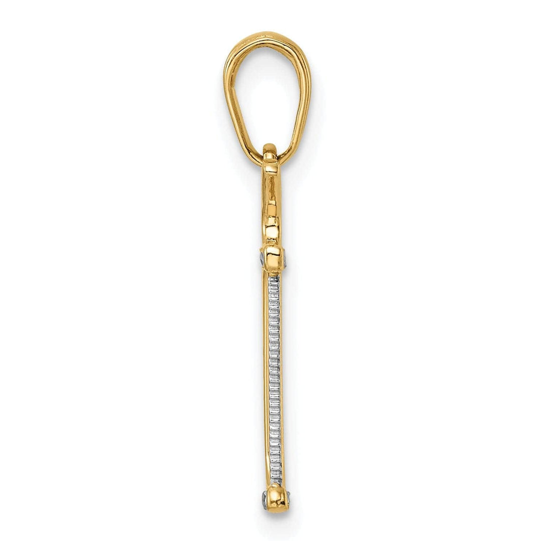 Lovely Rita's Pendants & Charms 14k Yellow Gold,White Rhodium Diamond Cut Polished Finish Solid Reversible Hacksaw Charm Pendant