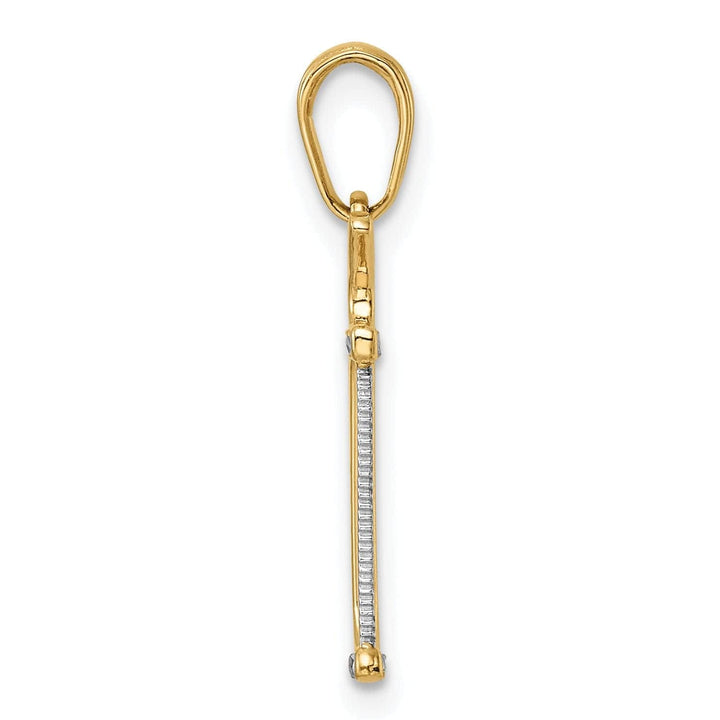 Lovely Rita's Pendants & Charms 14k Yellow Gold,White Rhodium Diamond Cut Polished Finish Solid Reversible Hacksaw Charm Pendant