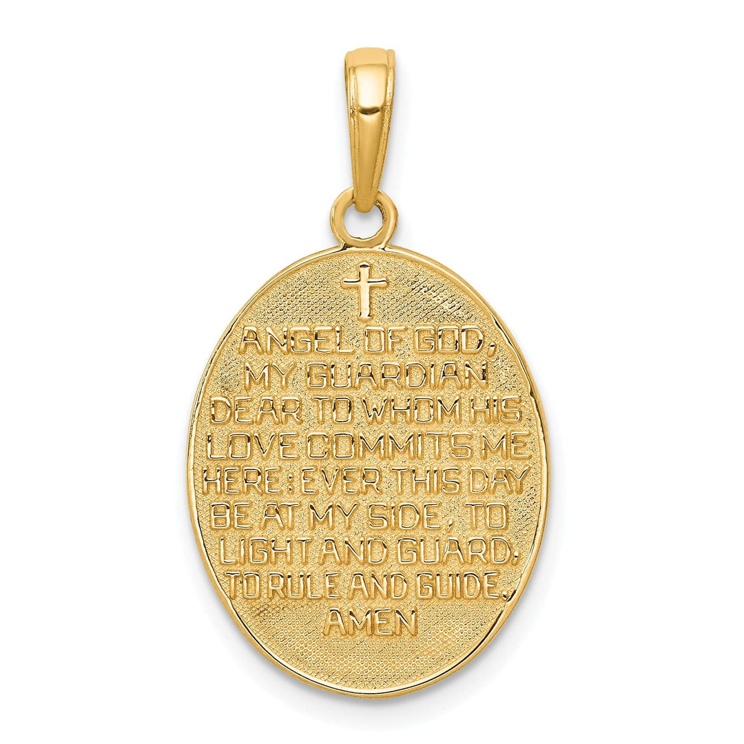 Lovely Rita's Pendants & Charms 14K Yellow Gold White Rhodium Finish Guardian Angel Prayer Pendant