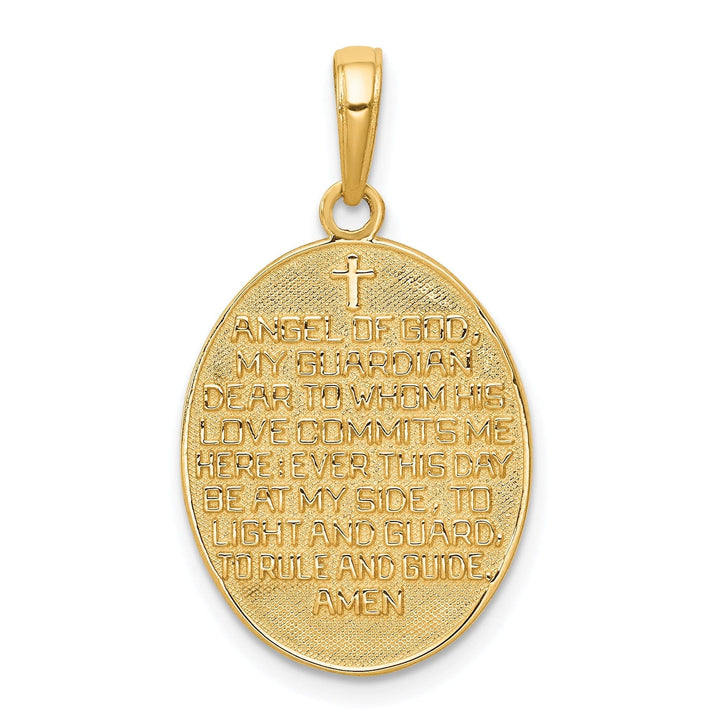 Lovely Rita's Pendants & Charms 14K Yellow Gold White Rhodium Finish Guardian Angel Prayer Pendant
