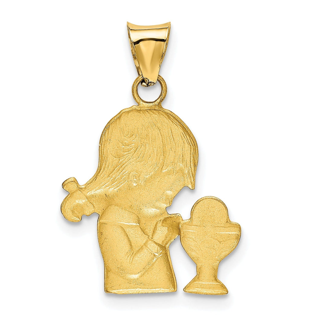 Lovely Rita's Pendants & Charms 14K Yellow Gold White Rhodium Girl receiving Holy Communion Pendant