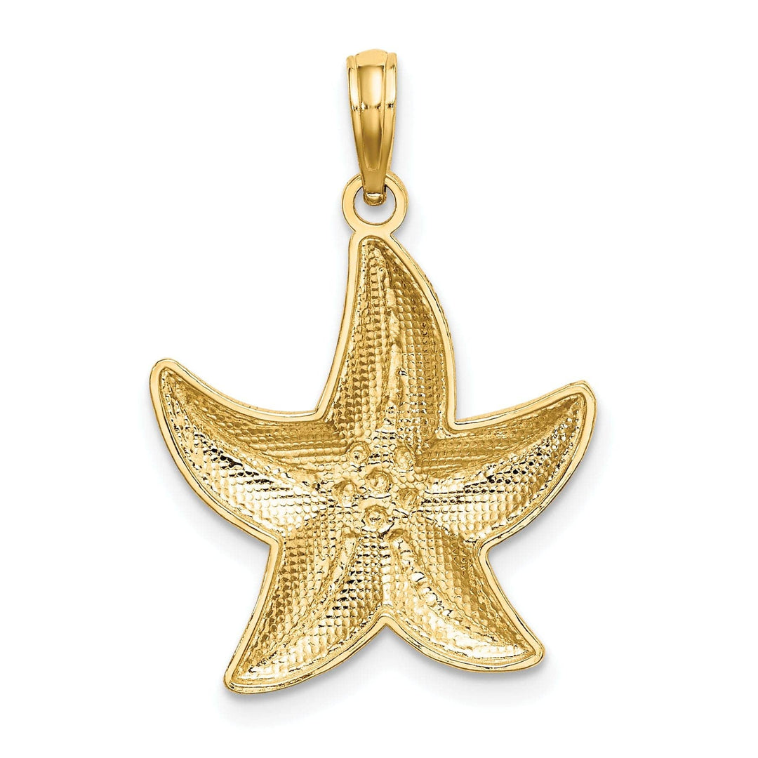 Lovely Rita's Pendants & Charms 14K Yellow Gold White Rhodium Open Back Diamond Cut Polished Finish Small Starfish Charm Pendant
