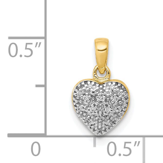 Lovely Rita's Pendants & Charms 14k Yellow Gold, White Rhodium Open Back Polished Finish 0.048-CT Diamond Heart Shape Design Charm Pendant