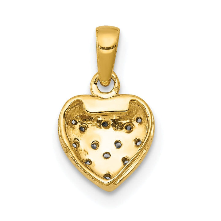 Lovely Rita's Pendants & Charms 14k Yellow Gold, White Rhodium Open Back Polished Finish 0.048-CT Diamond Heart Shape Design Charm Pendant