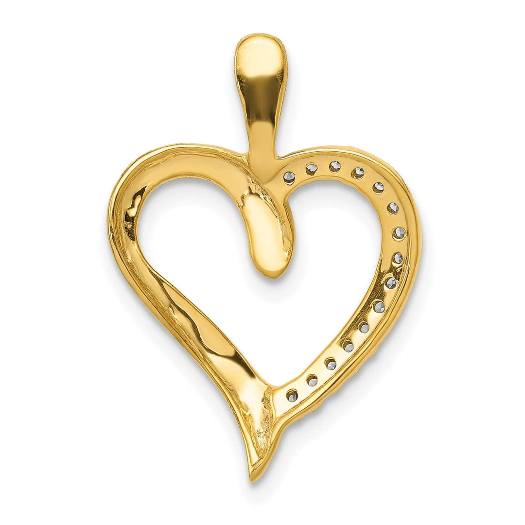 Lovely Rita's Pendants & Charms 14k Yellow Gold, White Rhodium Open Back Polished Finish 0.1-CT Diamond Sleek Design Heart Charm Pendant