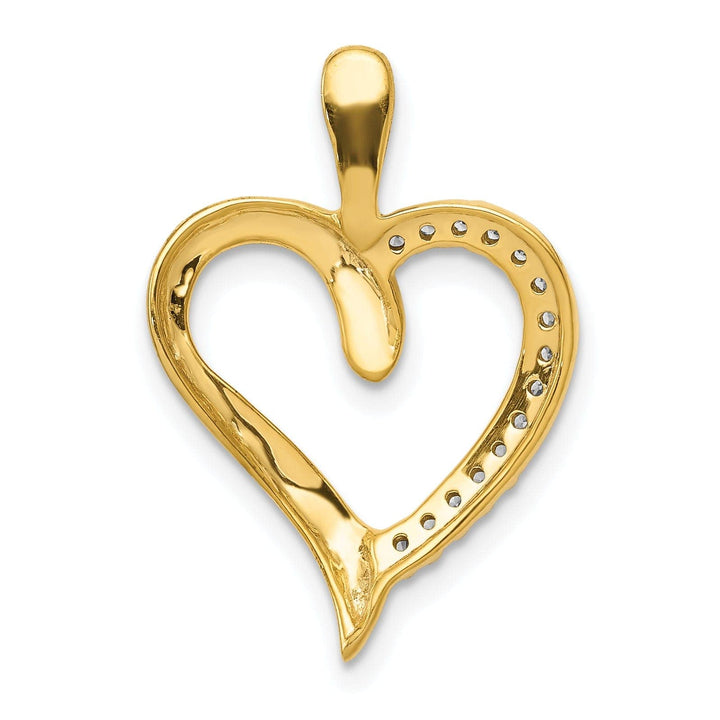 Lovely Rita's Pendants & Charms 14k Yellow Gold, White Rhodium Open Back Polished Finish 0.1-CT Diamond Sleek Design Heart Charm Pendant