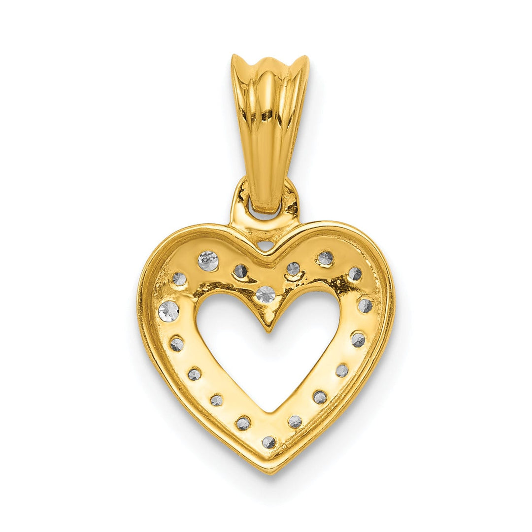 Lovely Rita's Pendants & Charms 14k Yellow Gold, White Rhodium Open Back Polished Finish 0.101 CT Diamond Heart Design Pendant
