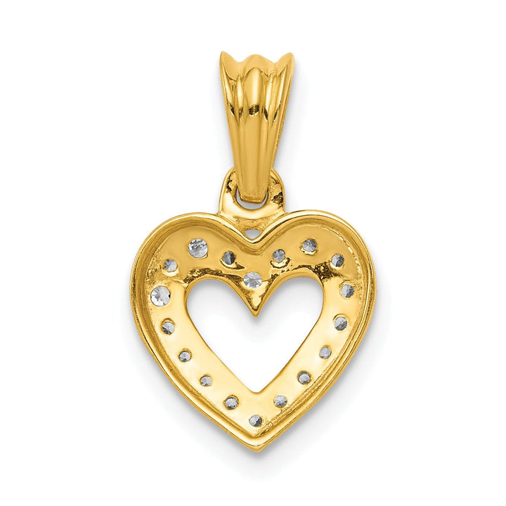 Lovely Rita's Pendants & Charms 14k Yellow Gold, White Rhodium Open Back Polished Finish 0.101 CT Diamond Heart Design Pendant
