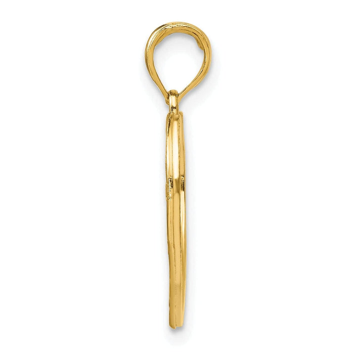 Lovely Rita's Pendants & Charms 14k Yellow Gold White Rhodium Open Back Polished Finish Hope In Heart Shape with Flowers Charm Pendant