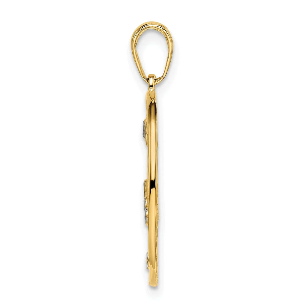 Lovely Rita's Pendants & Charms 14k Yellow Gold & White Rhodium Open Back Solid Diamond Cut Polished Finish Women's Star Shape with little Stars Circle Design Charm Pendant