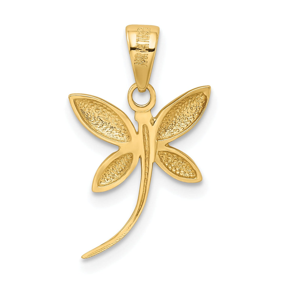 Lovely Rita's Pendants & Charms 14k Yellow Gold White Rhodium Open Back Solid Polished Diamond Cut Finish Dragonfly Charm Pendant