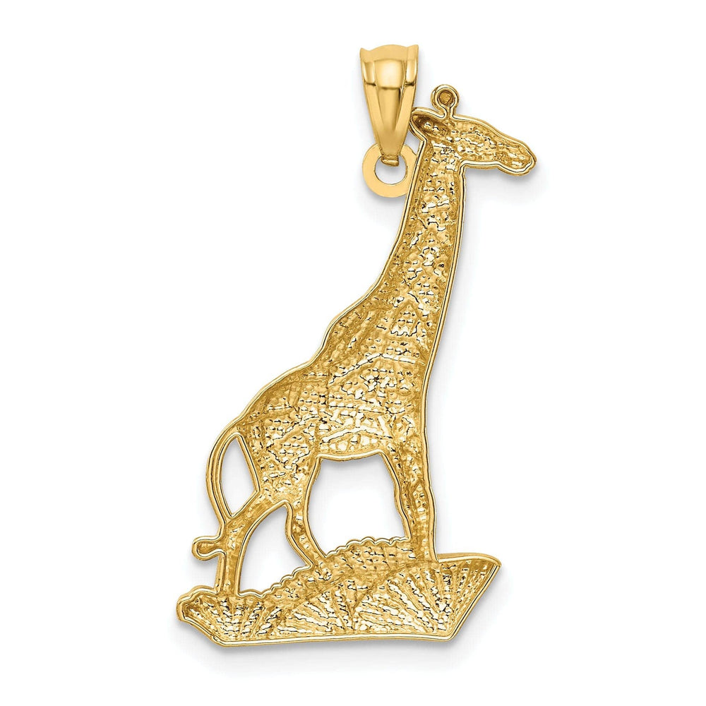 Lovely Rita's Pendants & Charms 14k Yellow Gold White Rhodium Open Back Solid Polished Diamond Cut Finish Giraffe Charm Pendant