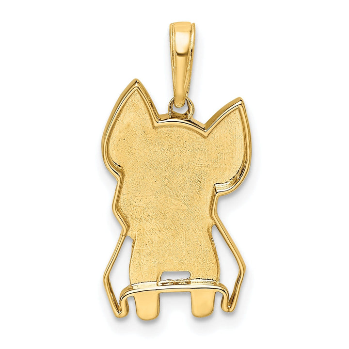 Lovely Rita's Pendants & Charms 14k Yellow Gold White Rhodium Open Back Solid Polished Diamond Cut Finish Scottie Dog Design Charm Pendant