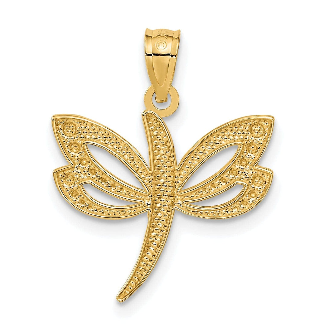 Lovely Rita's Pendants & Charms 14k Yellow Gold White Rhodium Open Back Solid Polished Finish Dragonfly Charm Pendant