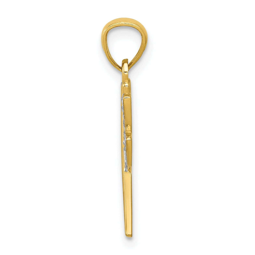 Lovely Rita's Pendants & Charms 14k Yellow Gold White Rhodium Open Back Solid Polished Finish Dragonfly Charm Pendant