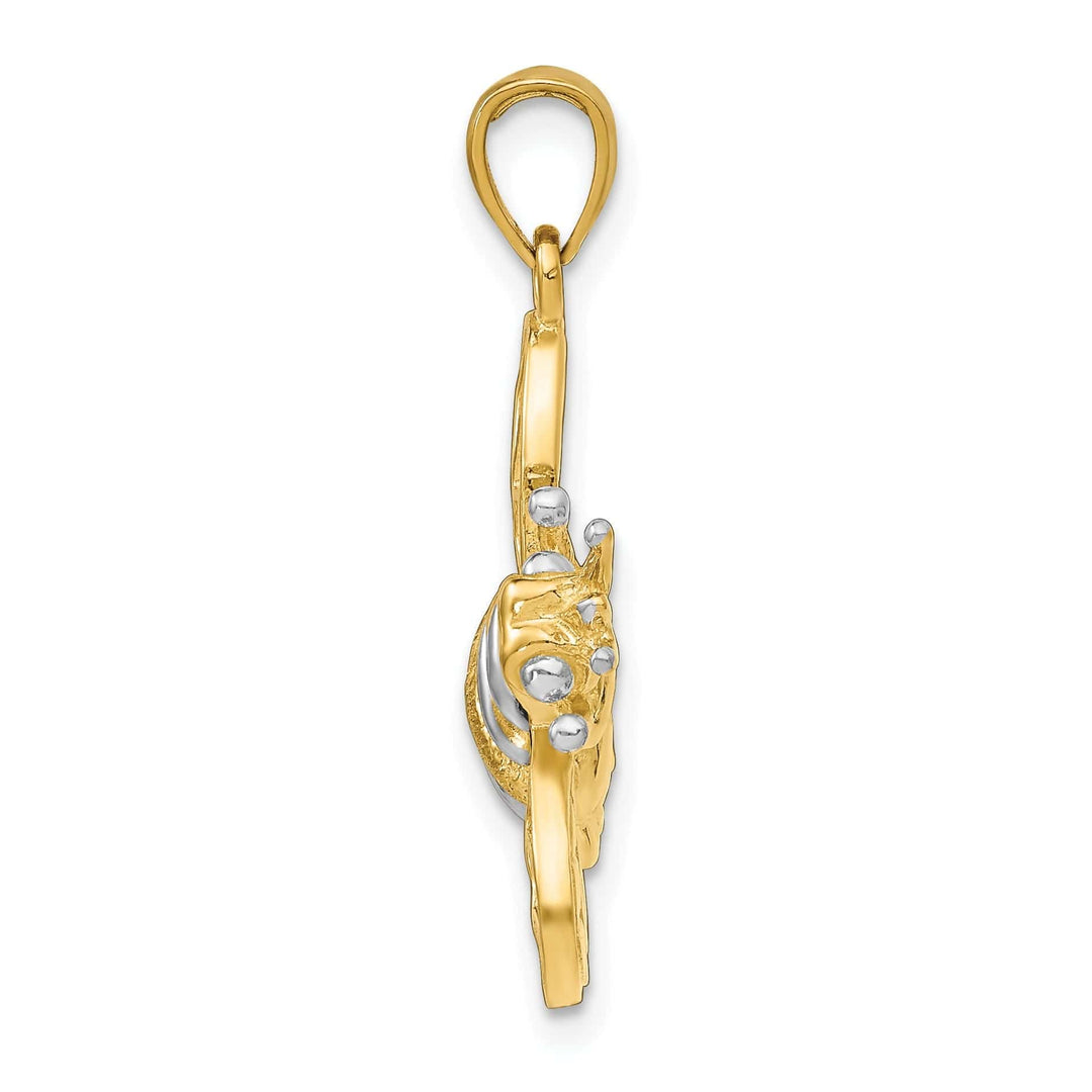 Lovely Rita's Pendants & Charms 14k Yellow Gold White Rhodium Open Back Textured Polished Finish 3-Dimensional Bumblebee Design Charm Pendant