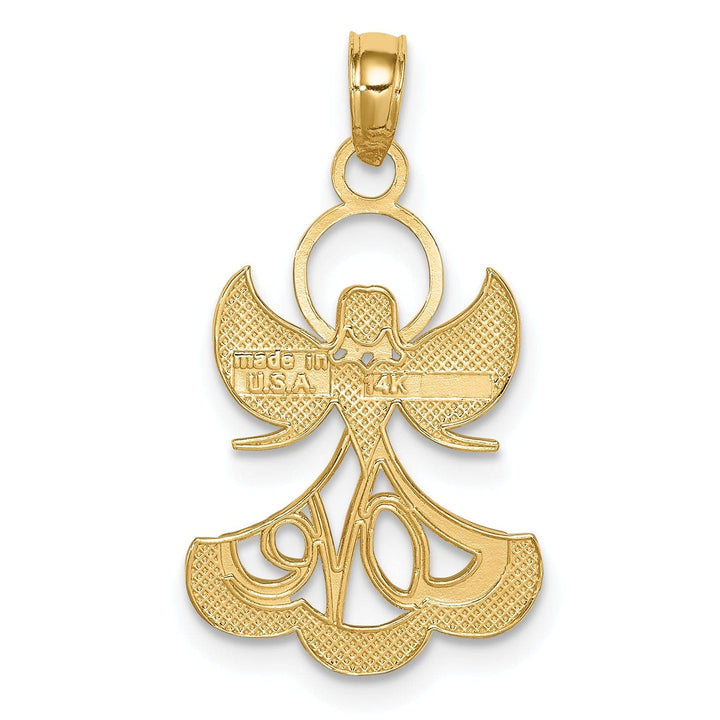 Lovely Rita's Pendants & Charms 14K Yellow Gold White Rhodium Polish Finish Concave LOVE Angel Pendant