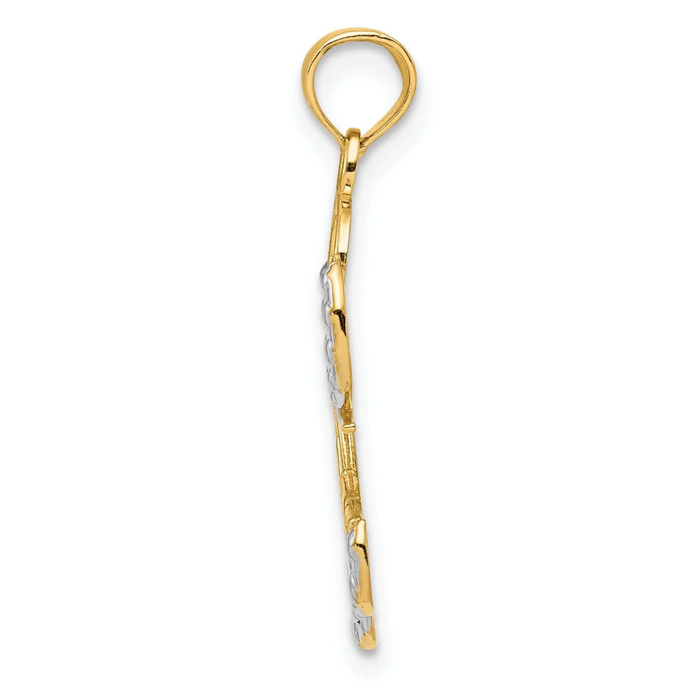 Lovely Rita's Pendants & Charms 14K Yellow Gold White Rhodium Polish Finish Concave LOVE Angel Pendant