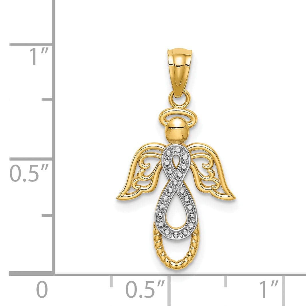 Lovely Rita's Pendants & Charms 14K Yellow Gold White Rhodium Polished Concave Infinity Angel Pendant