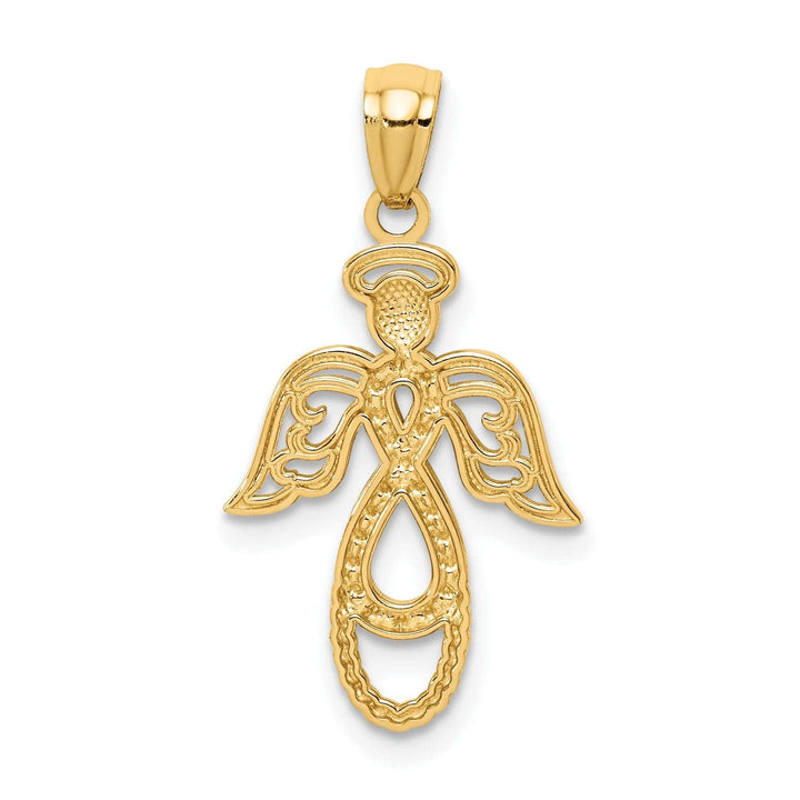 Lovely Rita's Pendants & Charms 14K Yellow Gold White Rhodium Polished Concave Infinity Angel Pendant