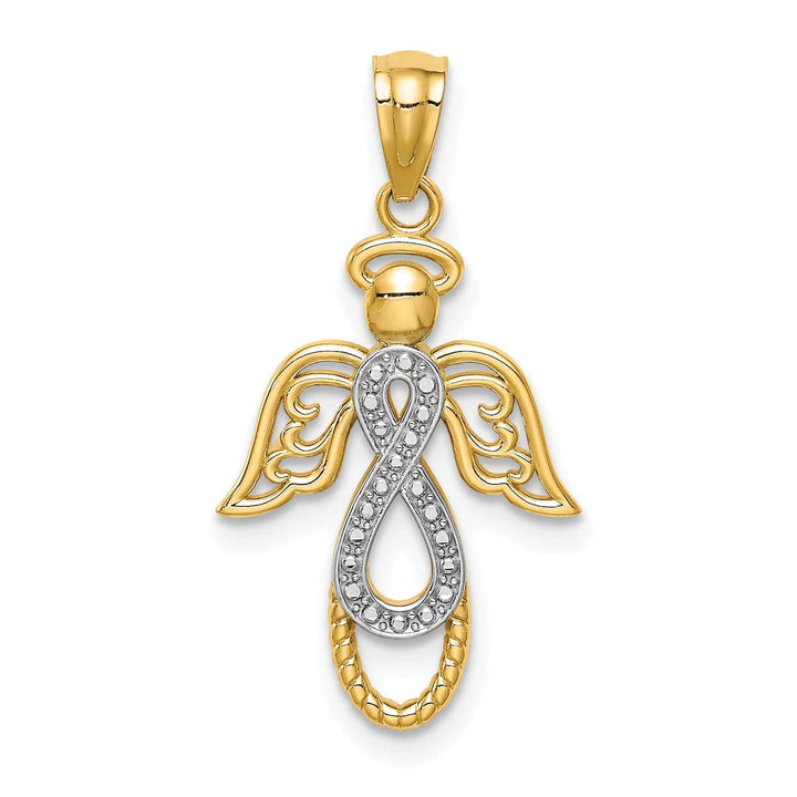 Lovely Rita's Pendants & Charms 14K Yellow Gold White Rhodium Polished Concave Infinity Angel Pendant